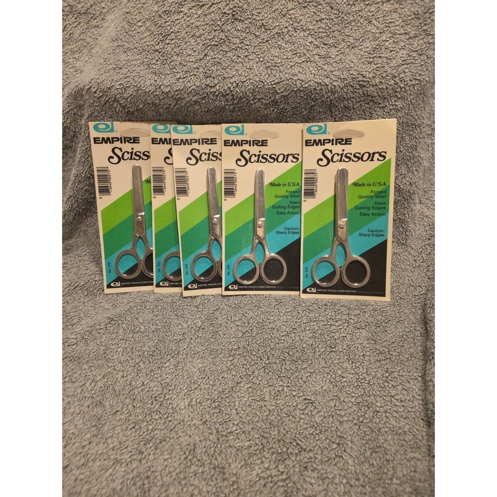 Vintage Empire Scissors Forged Steel Safety Tips No 275 Set Of 5 Made In USA